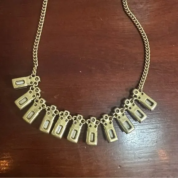 J. Crew Rare Brûlée Iridescent Blue Teal Crystal Gem Statement Necklace * flaw - Picture 10 of 16